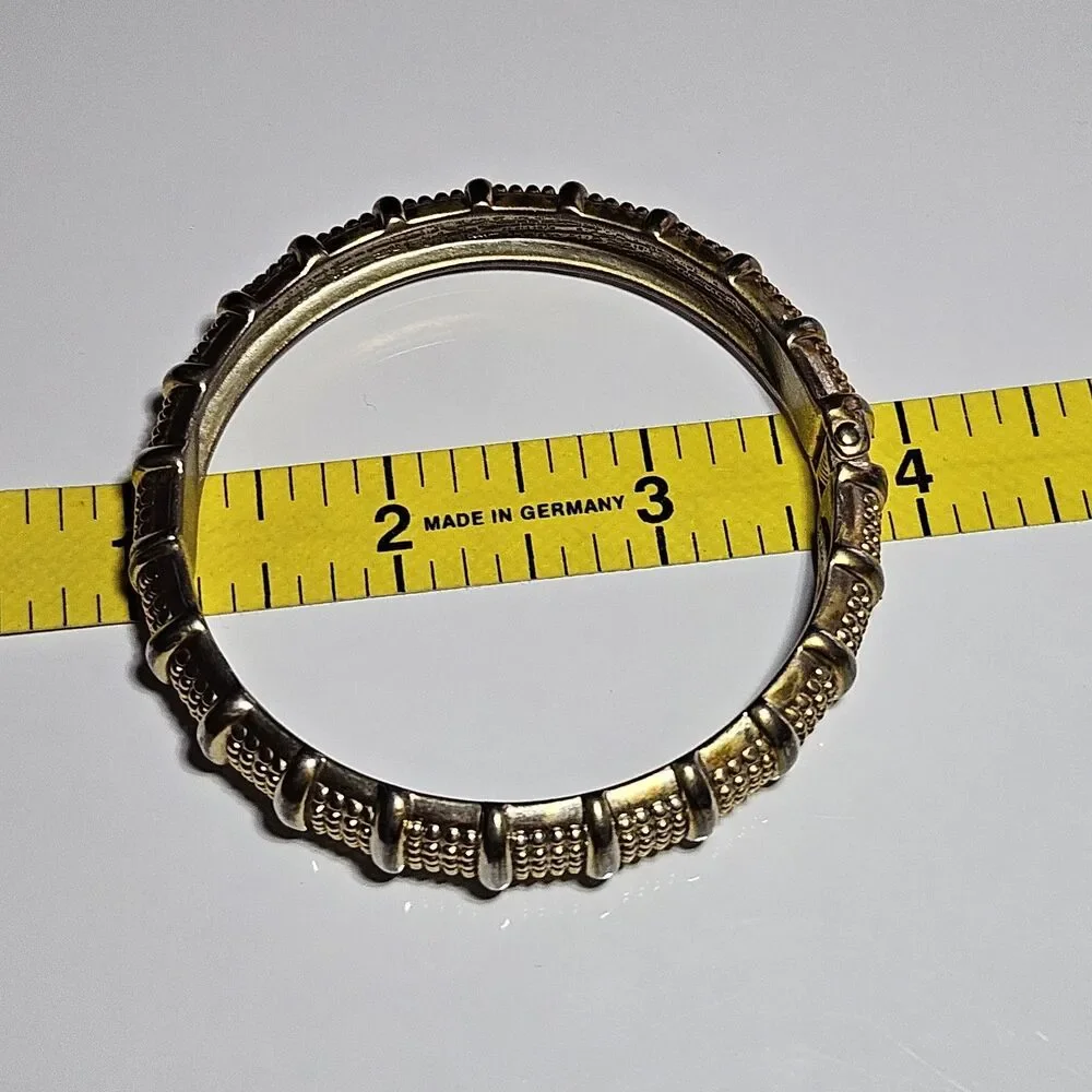 Cookie Lee Gold Tone Textured Hinge Bangle Bracelet Approx 7.5